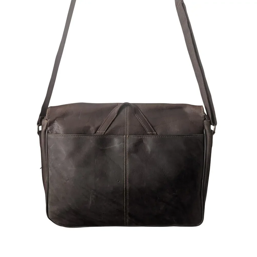 KENNETH COLE REACTION! ESPRESSO BROWN GENUINE LEATHER LAPTOP CASE, BRIEFCASE!